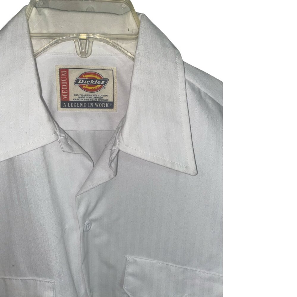Sz.M*NWOT*Dickies*White Button-Down Short-Sleeve Work Shirt--2 Pockets - Picture 2 of 4